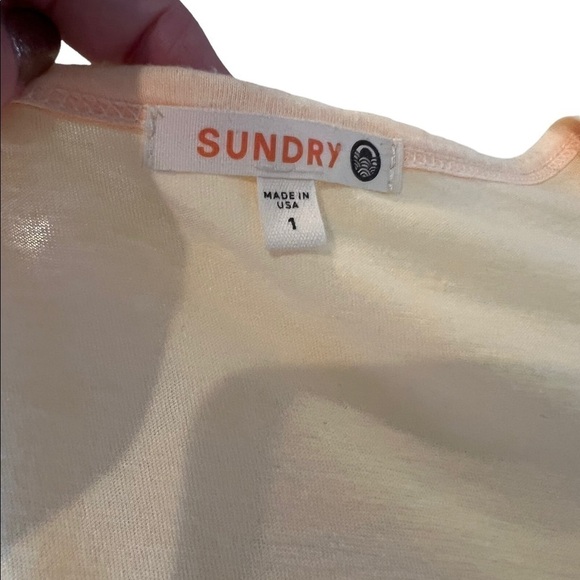 Sundry LOT Pink Heart Pop Peach & Pale Yellow Scoop Neck Modal Tee Size 1 Small - Picture 9 of 16